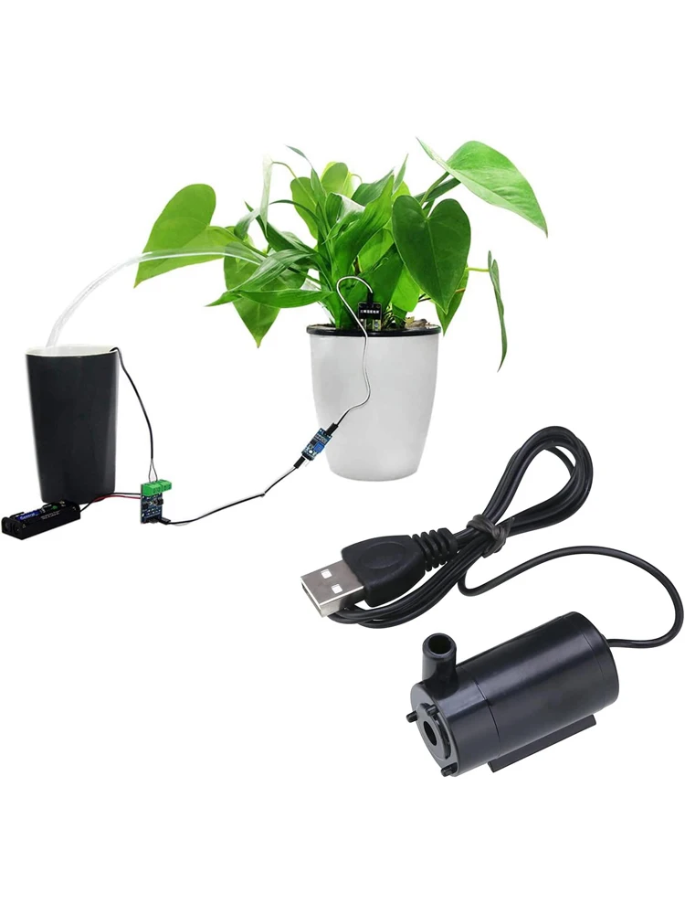 DC 3-5V USB Micro sumergible Mini bomba de agua sin escobillas de bajo ruido para acuarios pecera estanque fuente hidropónica jardín