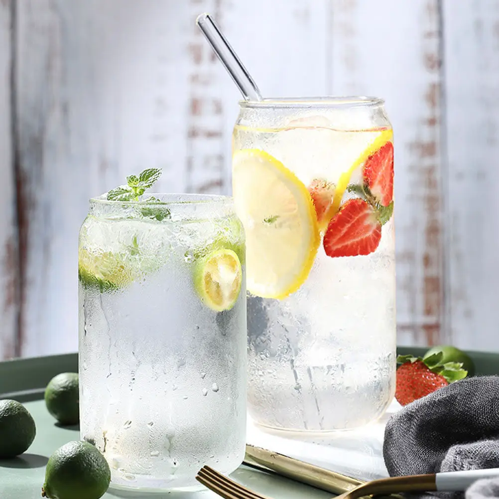 2Pcs Smooth Edge Thick Glass Drinking Cups Chic Transparent Design Cup Water Cup Cocktail Glass for Birthday Party Wedding