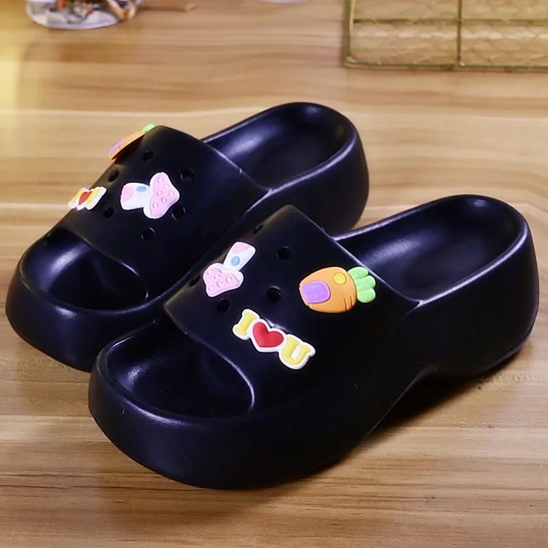 New Slippers Fashion Platform Korean Version Increase Women\'s Shoes Wedge Cartoon Cute Outdoor Flip Flops Slides 2023