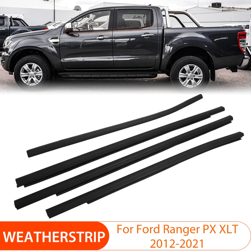 For Ford Ranger PX XLT 2012-2021 2020 4Door Outer Window Rubber Seals Weather Strip Car Sealing Strips Door Glass Seal Belt Trim