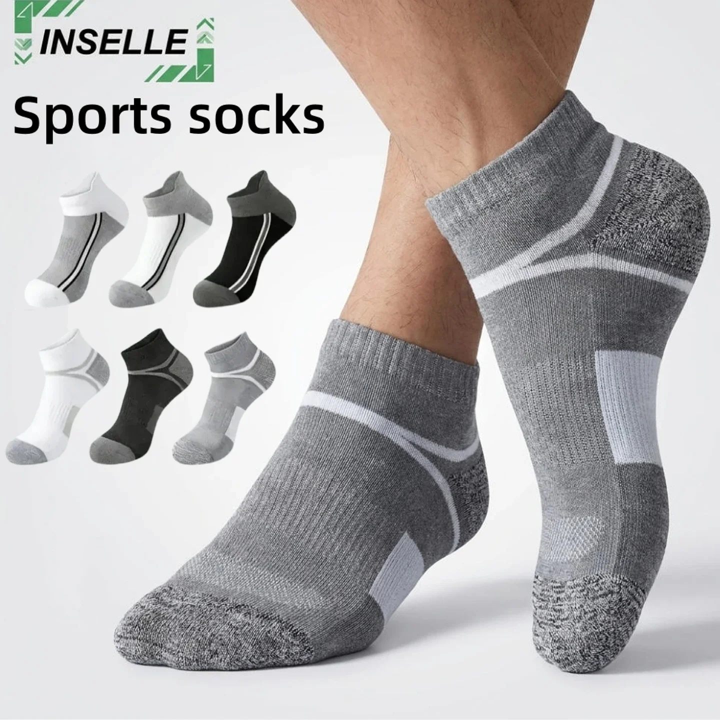 Breathable Mesh Color Block No Show Socks For Men, Non Slip Anti Odor All Match Fitness Casual Gift Box Socks