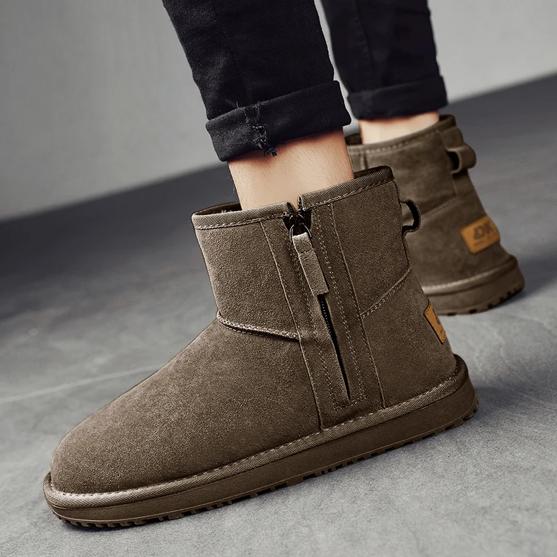 CYYTL Fur Warm Mens Winter Shoes Snow Boots Casual Leather Platform Ankle Outdoor Sport Hiking Luxury Designer Cowboy Sneakers