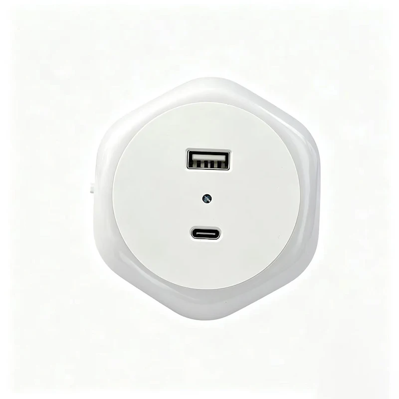 

Night Light With USB & Type-C Charging Port, Plug In Warm Soft Glow Bedside Night Lamp, Mini Wall Socket Nightlight For Bedroom
