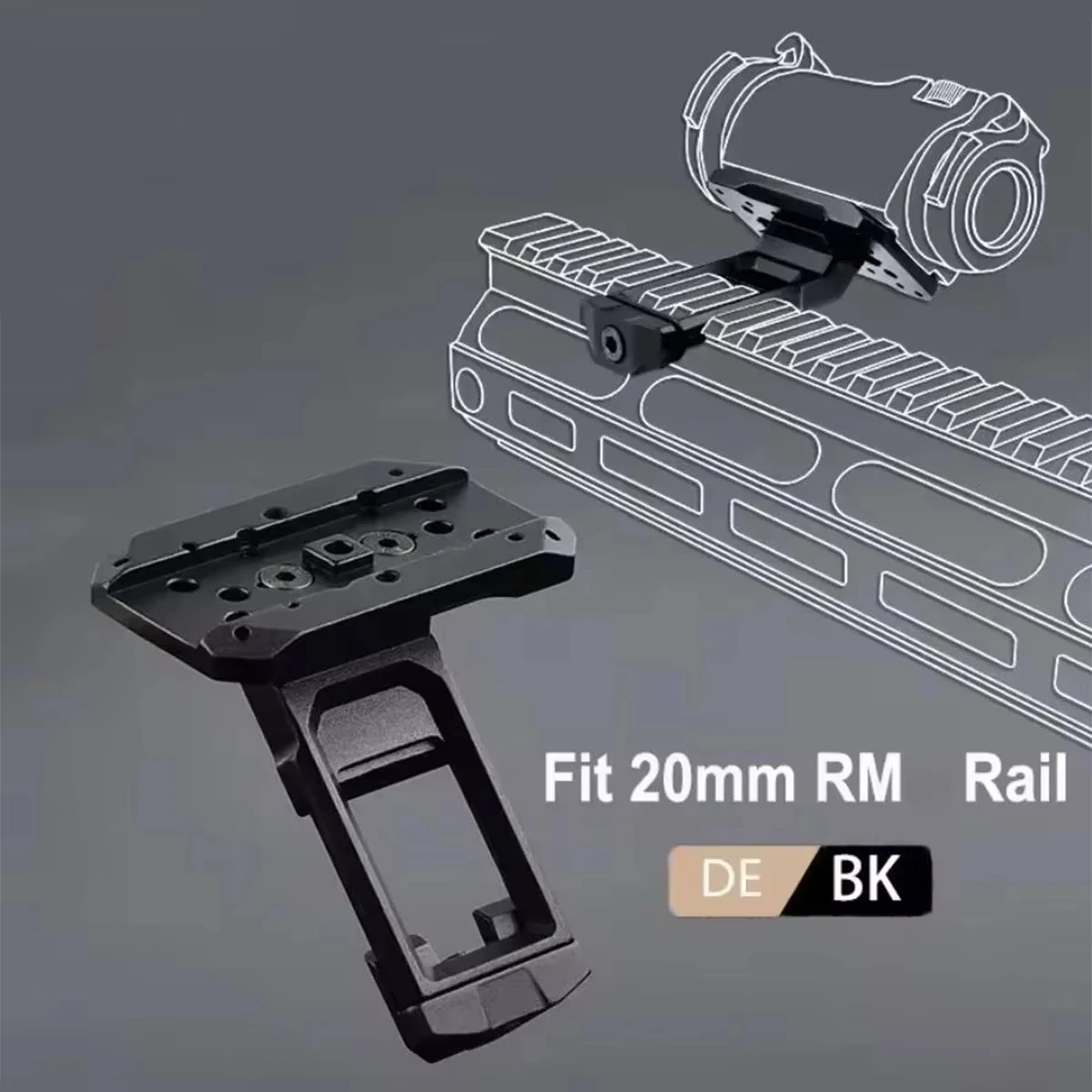 Montaje lateral de mira de punto rojo RM de metal 45 °   Accesorios de base de montaje de óptica compensada T01 T02 soporte holográfico de punto