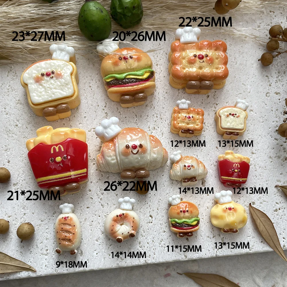 อุปกรณ์ตกแต่งเรซิ่นรูปเชฟแฮมเบอร์เกอร์ 5 ชิ้น สำหรับตกแต่งเคสมือถือ เครื่องประดับผม และงาน DIY