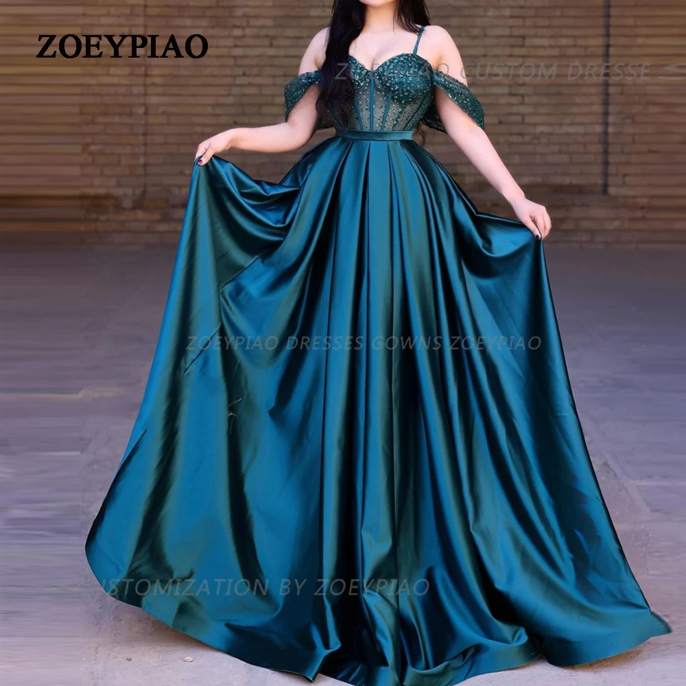 

Green Long A Line Sequins Evening Party Dress Sparkly Off Shoulder Prom Gowns Satin Sweetheart Night Celebrity Dresses 2024