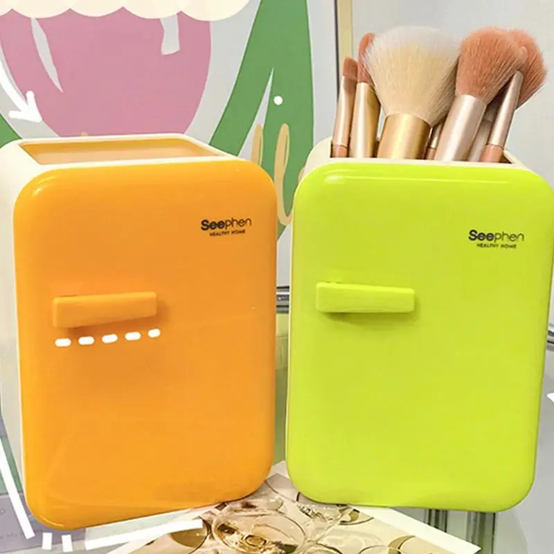 Pen Organizer For Desk Cute Refrigerator Shape Storage Box Multifunctional Refrigerator Shape Pen Holder For Pins Makeup Brushes