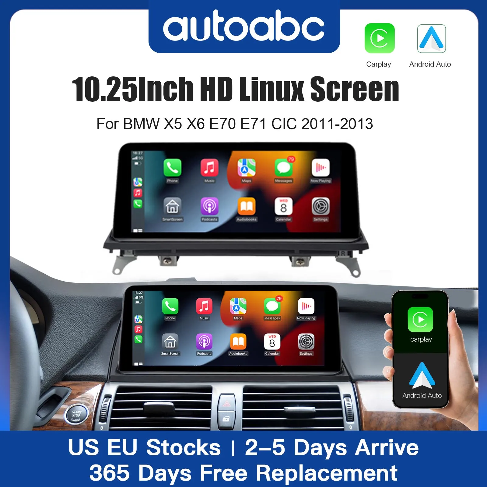 

2025 New 1920*720 Wireless Carplay Android Auto Car Multimedia Display For BMW X5 X6 E70 E71 2007-2013 CCC CIC Touch Screen