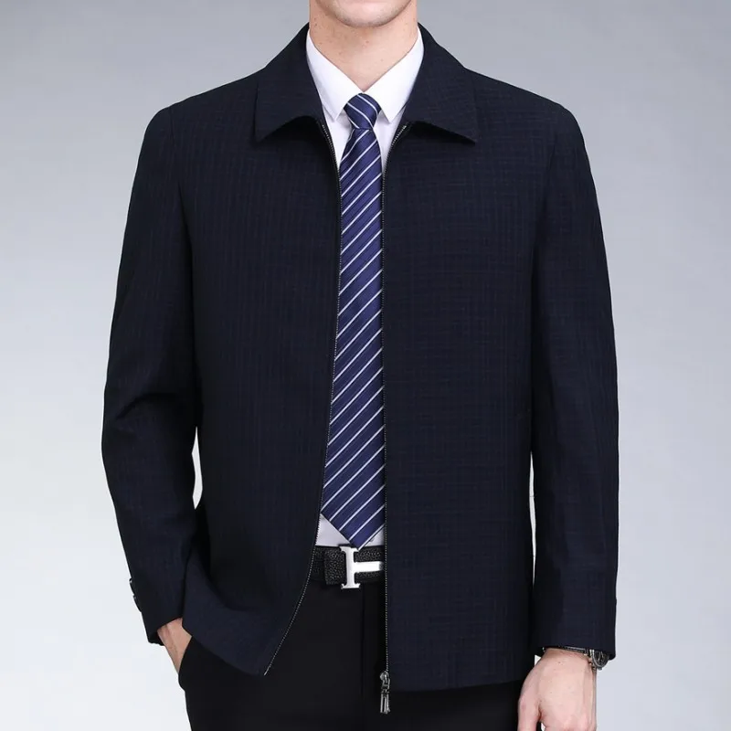 

Мужская шерстяная куртка, легкая повседневная верхняя одежда на весну и осень, тонкая верхняя одежда больших размеров, одежда для пап, свободный крой, длинный рукав