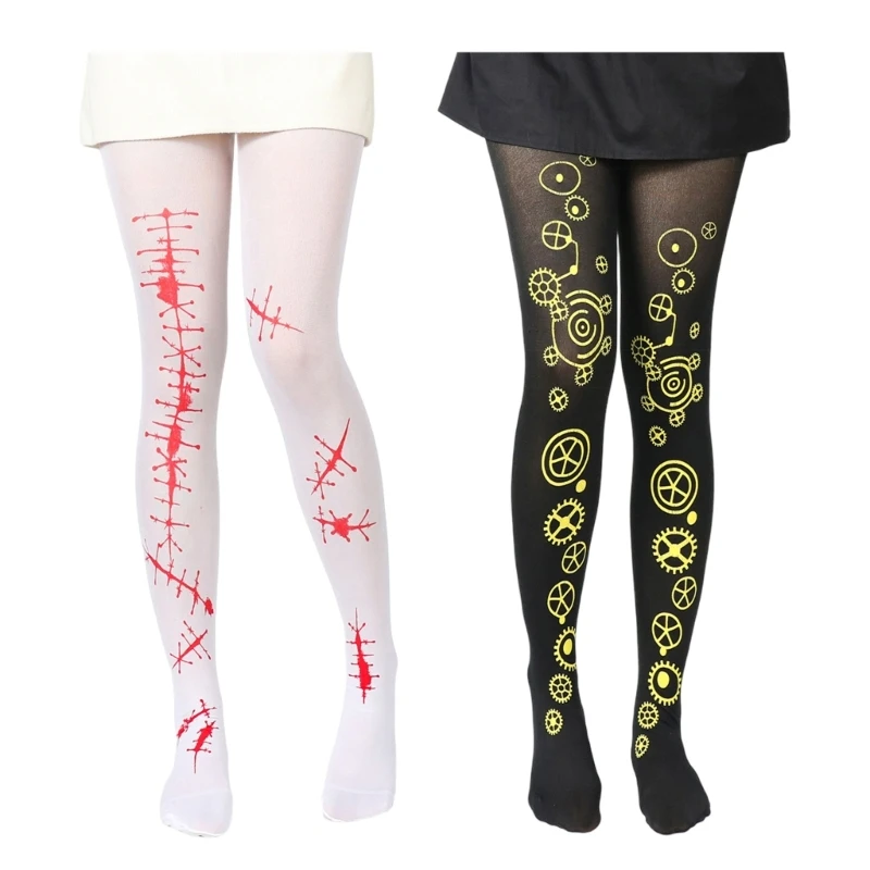 E15fハロウィーンダンスパーティーをテーマにしたデザインのパンスト