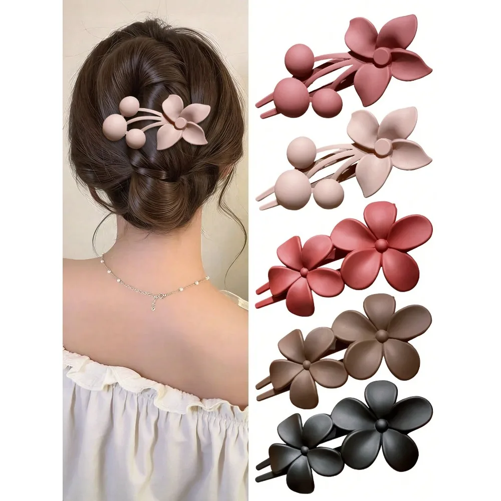 

5pcs/Set Women's Fashion Elegant Solid Color Flower Shaped Large Alligator Clip Claws, Suitable For Daily Hairstyles, Parties, Performances, Dates, Beach Vacations, And Commuting. Practical And Versatile Hair Accessories, Great Gift Idea!,Summer,Holiday,T