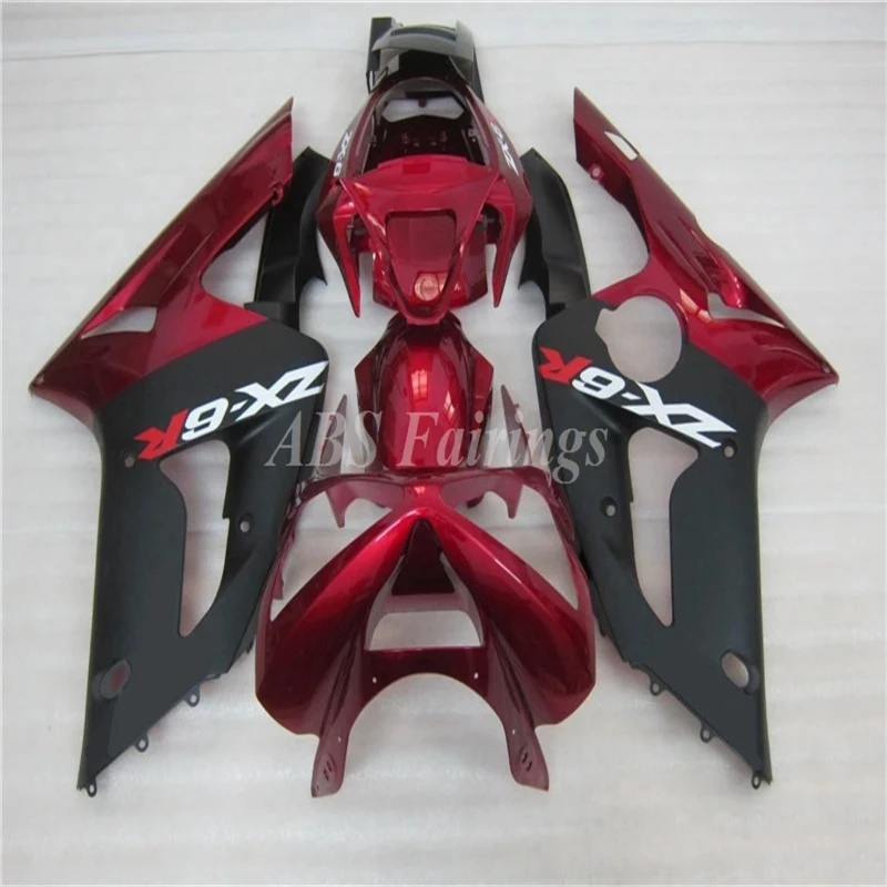 Moule d'injection nouveau Kit de carénages de moto entier ABS adapté pour KAWASAKI ZX-6R ZX6R 636 2003 2004 03 04 ensemble de carrosserie rouge noir
