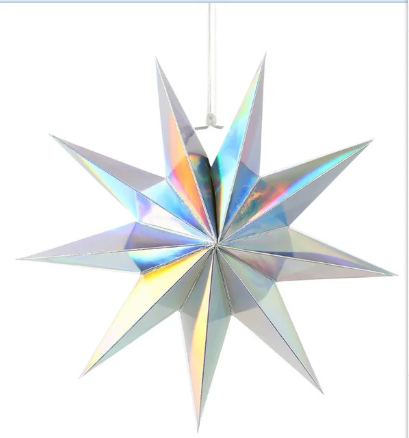 30cm Nine Tip Paper Stars Colorful Lanterns Hanging Stars Christmas Tree Ornament Home Party Wedding Bedroom Wall DIY Decoration