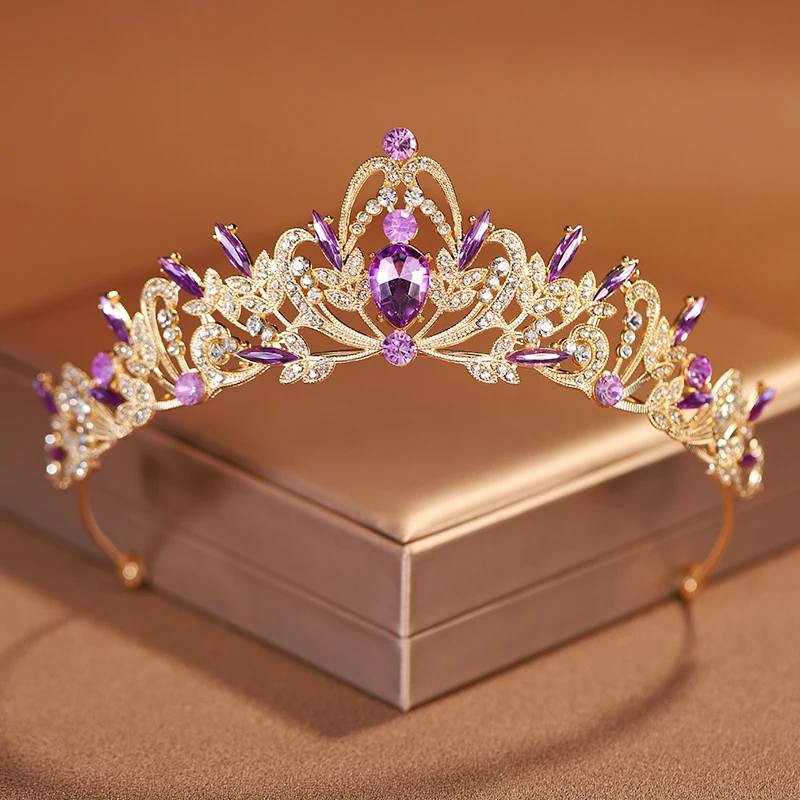 Itacazzo Bridal Headwear Purple-Colour Women's Grand Party Crown Birthday Tiaras