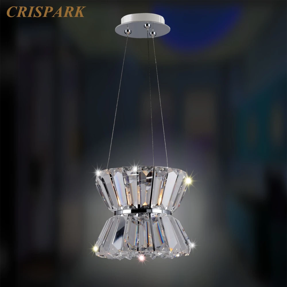 Modern Round Chrome Chandelier Lighting LED Luxury Prism Clear Crystal Chandelier Lamp Armanno Light Lustre for Foyer Bedroom