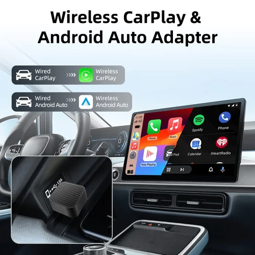 Imagen 2 del producto 2025 2 en 1 adaptador inalámbrico CarPlay Android Auto 5G WiFi BT5.0 Plug & Play para coche con cable de fábrica actualización OTA compatibilidad Universal
