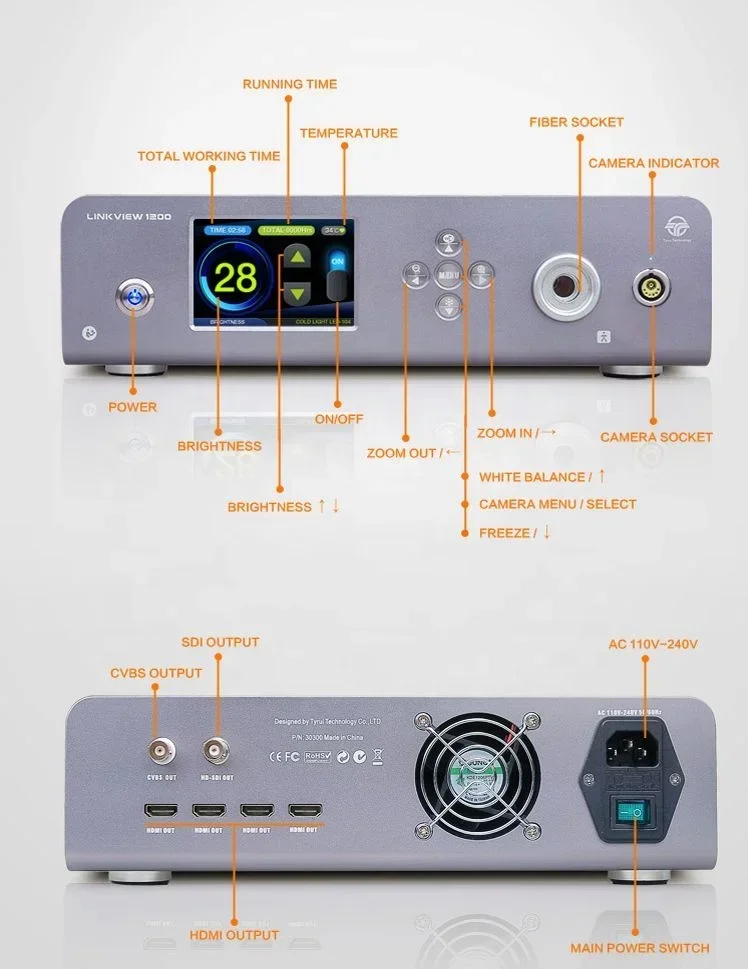2025.4 Source de lumière médicale 100W de caméra d'endoscopie HD 1080P LED