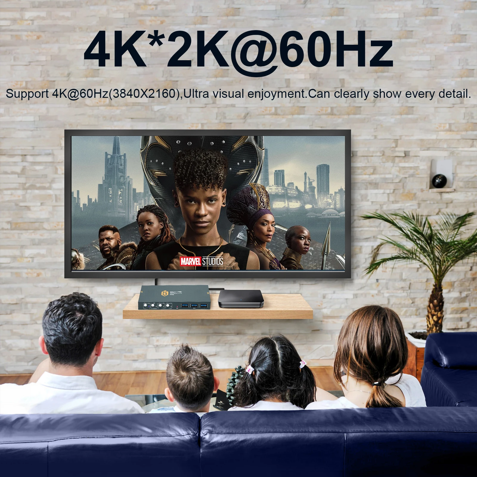 4 Port KVM Switch USB2.0 4K30Hz 4 in 1 Out 8 PCs Sharing with One Set of Keyboard Mous Plug and Play