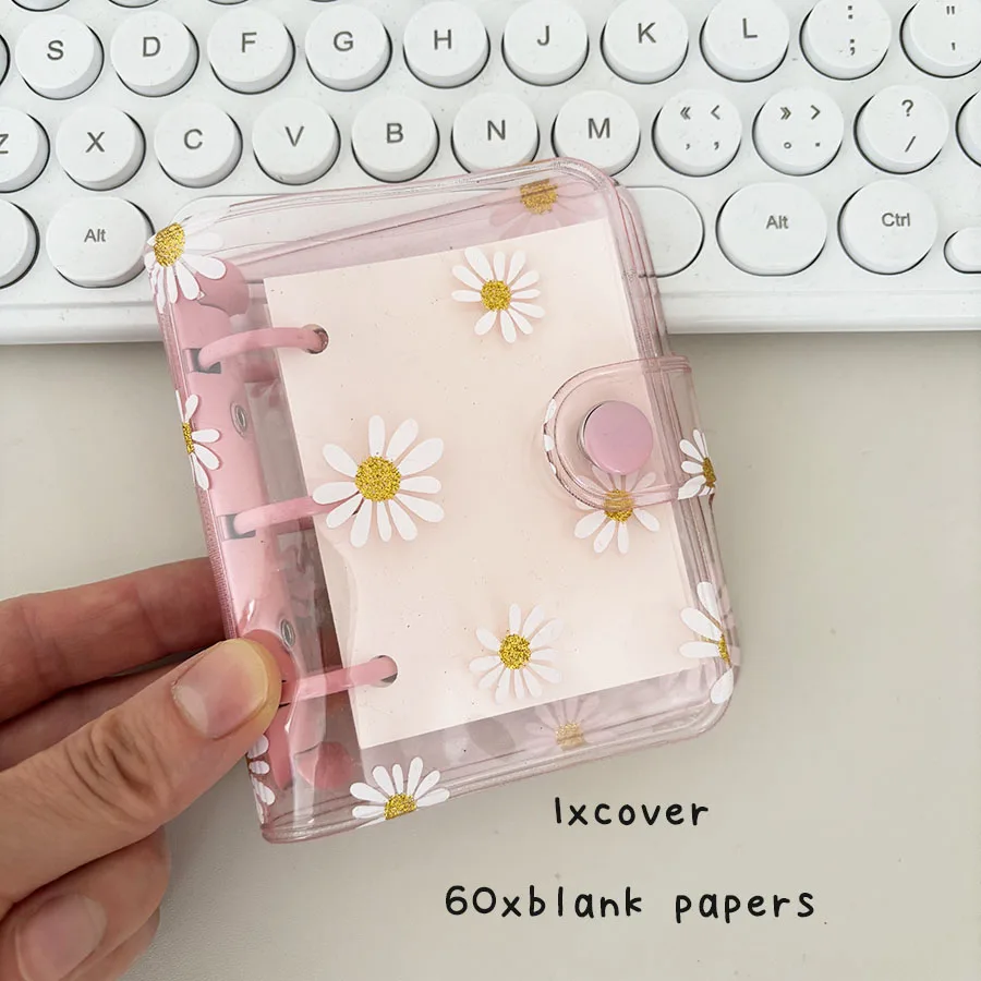 1 Set 3-Loch-Gänseblümchen-Notizbuch, Taschen-Notizblock mit losem Blattring, mit 60 Blatt Gürtel/leeres Papiere, DIY Mini-Junk-Tagebuch-Handbuch – Detail 5