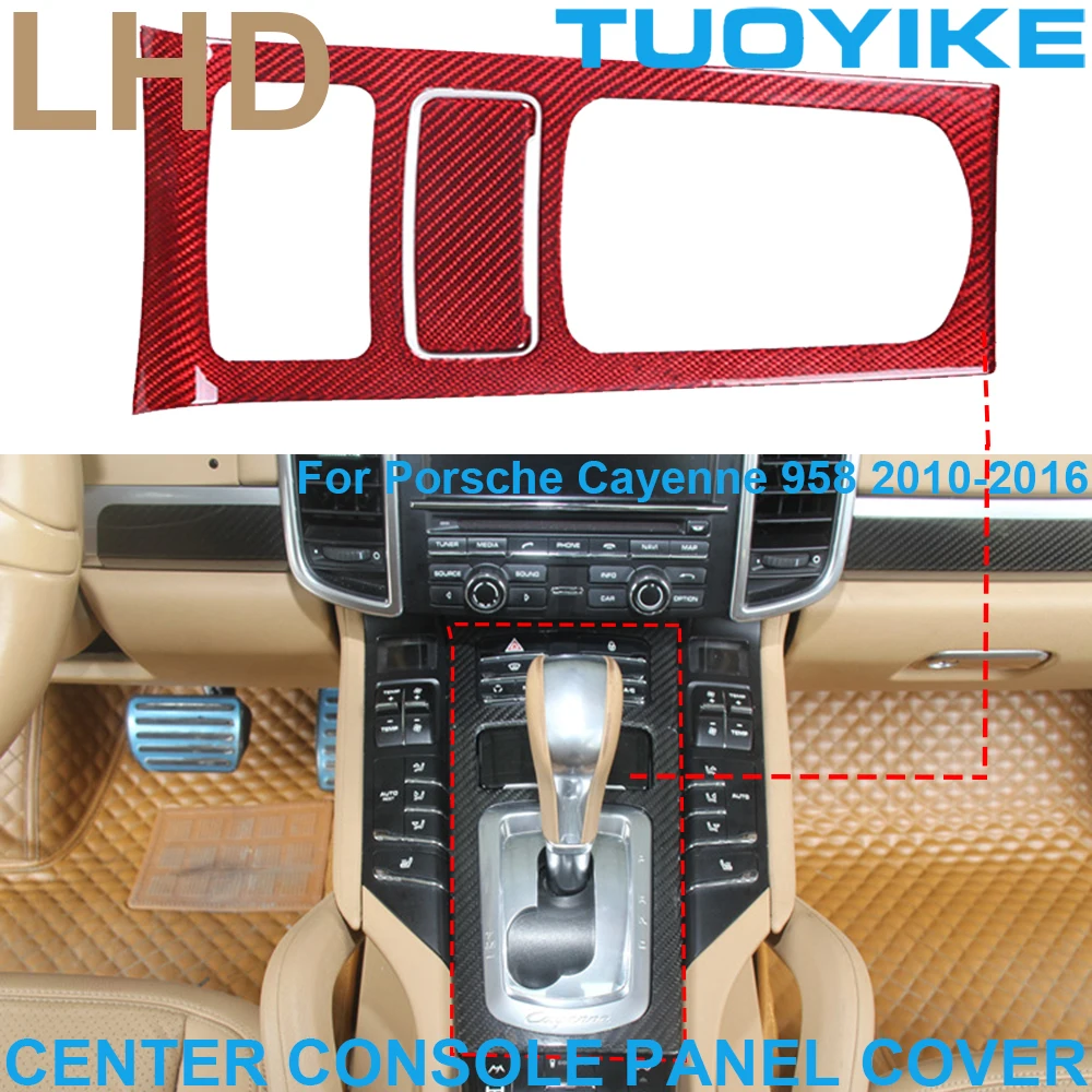

LHD Real Dry Carbon Fiber Dashboard Central Console Gear Shift Cover Trim Interior Decoration For Porsche Cayenne 958 2011-2017