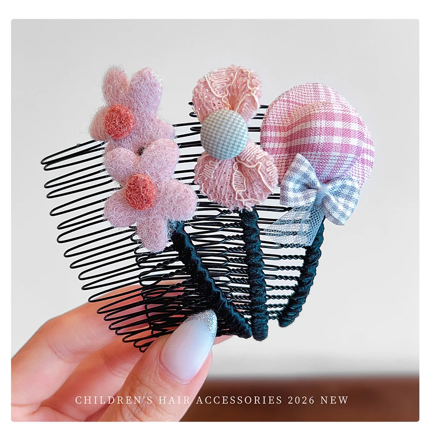 2026 Neue Koreanische Stickerei Schmetterling Kinder-Haarkamm Bonbonfarben Schleife Blume Haarschmuck ohne Haarbeschädigung Haarspangen für Kleinkind-Mädchen – Detail 8