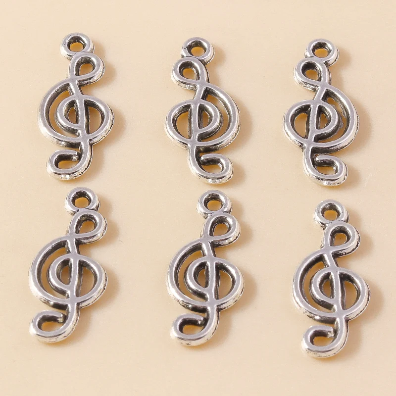 Leslie 50 Stück 19x8mm Legierungs-Anhänger Musiknoten-Charms Niedliche Ohrringe Halsketten-Anhänger DIY Schmuckherstellung Zubehör – Detail 5