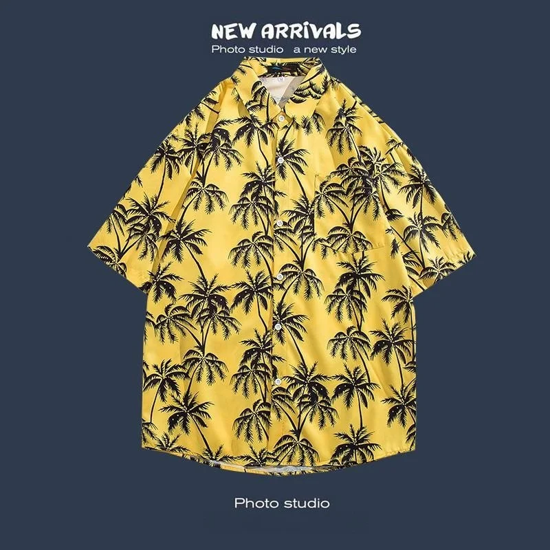 

Легкая пляжная блузка на пуговицах, топы унисекс, повседневные толстовки с принтом из дышащей ткани, летние футболки