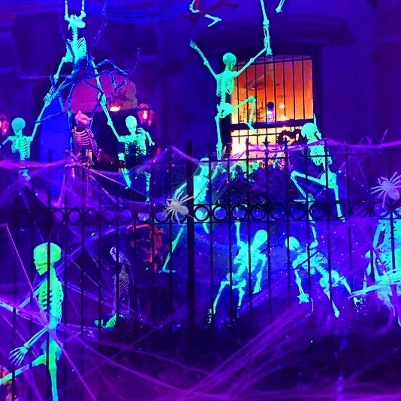 Halloween künstliches dehnbares Spinnennetz mit Spinnen Dekoration für Gothic Geisterhaus Party Horror gruselige Requisiten Accessoires realistisch langlebig perfekt für Innen Außen Halloween Partys und schaurige Dekor – Detail 20