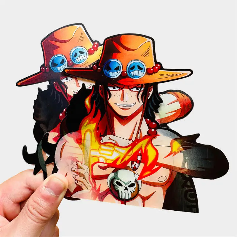 Portgas D · Ace-pegatinas mágicas de figura de Anime de una pieza, pegatina creativa para coche, cuaderno, calcomanía impermeable, juguete, pegatina de pared, juguetes para niños