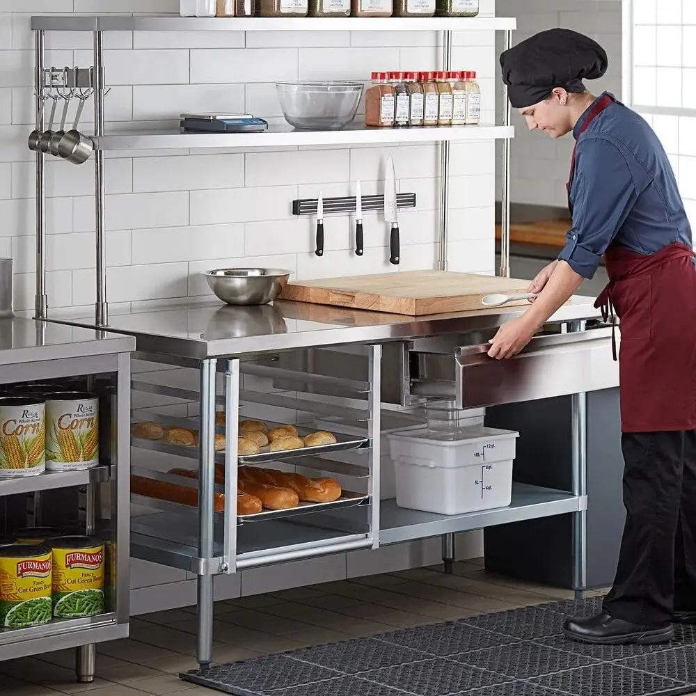 Customizable Commercial Kitchen Equipment Furniture Kitchen Worktable Stainless Steel Work Table With Top Shelf