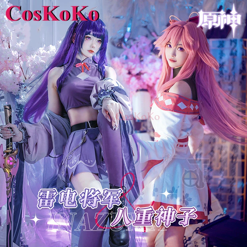 

CosKoKo Yae Miko/Raiden Shogun Cosplay Anime Genshin Impact Costume Sweet Fashion Outfit Daily Wear Party Role Play Clothing