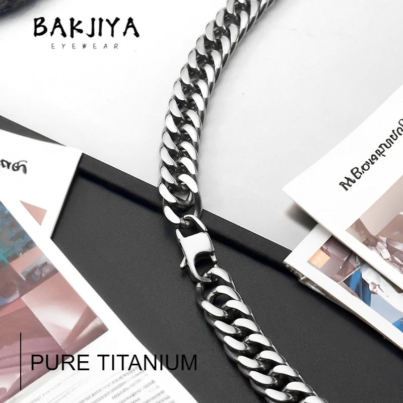 

TA1 /Grade 1 Pure Titanium Necklace For Men 9.5mm Double Weave Chain Lightweight Jewelry Gift For Sensitive Skin Anti-Allergy