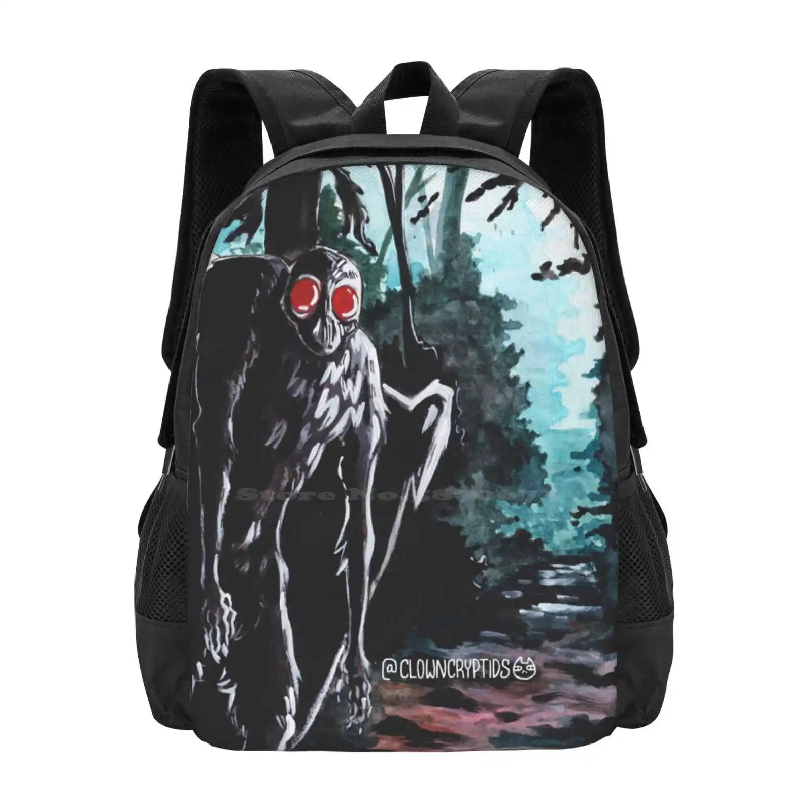 Mothman Painting School Bag Big Capacity Backpack Laptop Mothman Cryptids