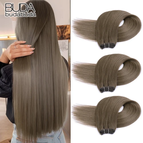 Extensión de cabello trenzado sintético, mechones de pelo liso de hueso de 26 pulgadas, pelo Natural largo Yaki, tejido de pelo liso completo hasta el extremo