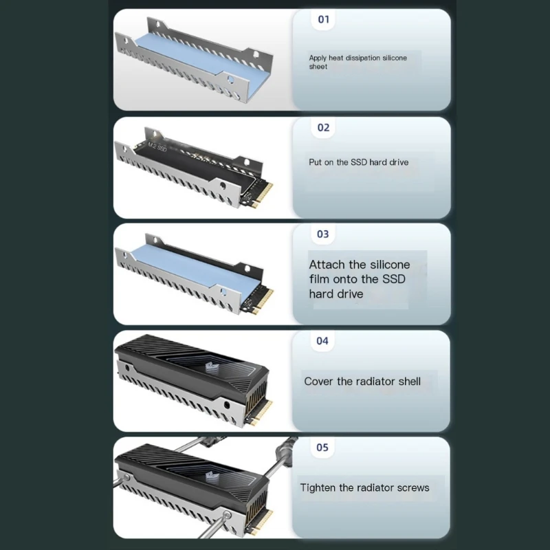 

G8TA M.2 2280 SSD-накопители Металлический радиатор M.2 2280 Радиатор твердого состояния с силиконовой термостатом для настольного радиатора