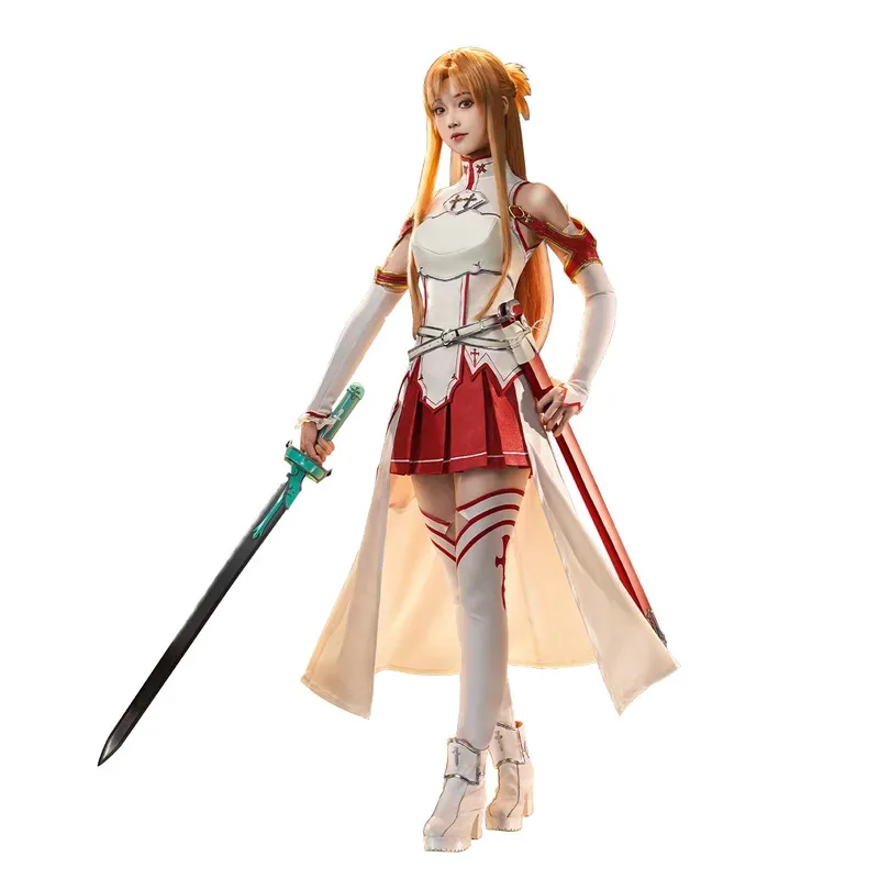 CyAnime Sword Art SAO Online Yuuki Asuna Cosplay Costume Asuna Cosplay Costume Erika Suteishia Cos Outfit Wig Shoes For Hallowma