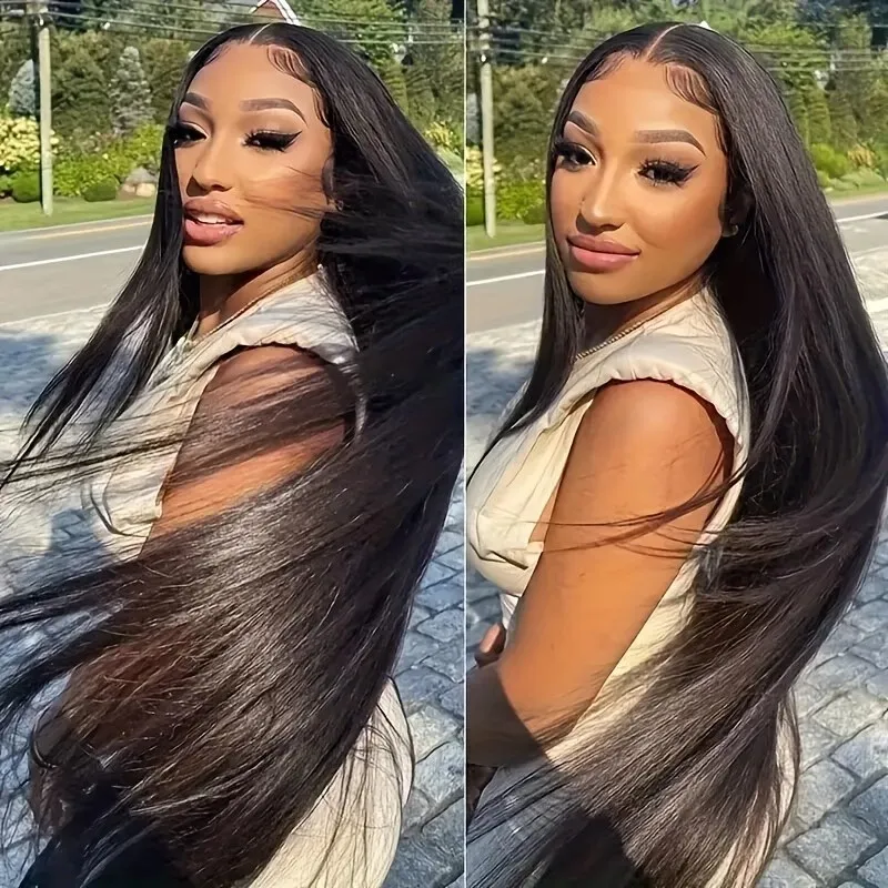 

12A High Quality 13X6 Transparent Straight Hair Lace Frontal Wig Pre Plucked Natural Hair Straight Lace Front Human Hair Wigs for Women 200% Density Natural Color