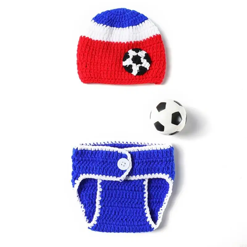 L5YF 3-delige babyshorts hoed voetbalset pasgeboren fotografie rekwisieten outfits accessoires