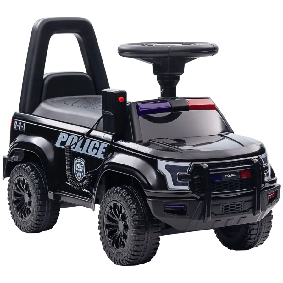 Aosom Push Ride On Car con sistema PA de trabajo y bocina estilo camión de policía FoFloor coche deslizante para niños y niñas con asiento inferior