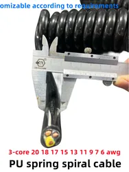 Pu Spring Cable Wire 3 Core 20 18 17 15 Awg Stretch 1 2 3 4 5 6 7 8 9 10 11 12 13 14 15 Meters Spiral Telescopic Wire