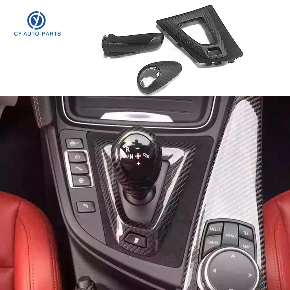 Real Carbon Fiber Gear Shift Handle Sleeve Cover Trim For BMW M3 M4 F82 Car Interior Accessories