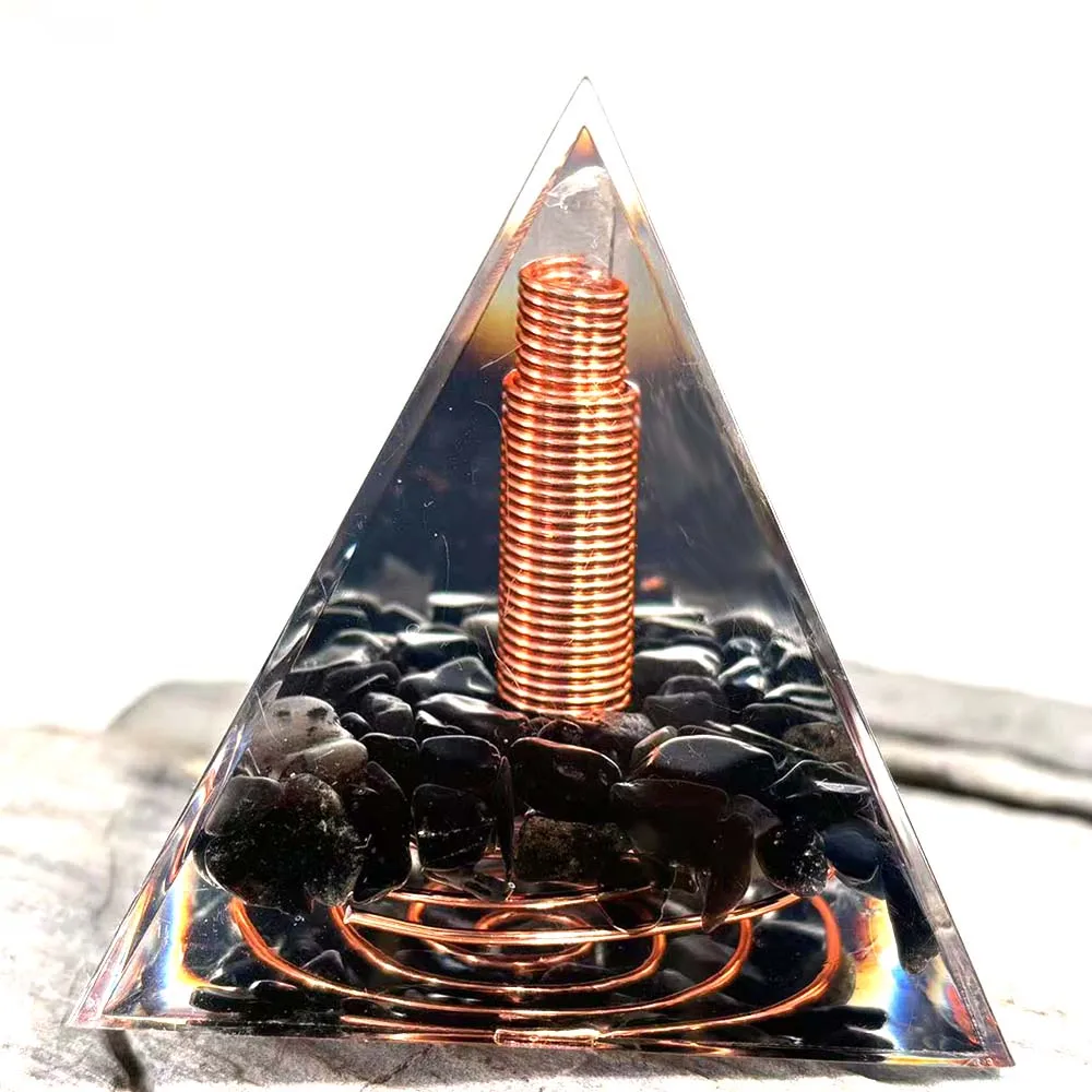 Orgone Пирамида Обсидиан Исцеляющий Кристалл Энергия Оргонит Пирамид ЭРС Защита Инструмент Для Медитации Кварц Домашний Декор Ремесла