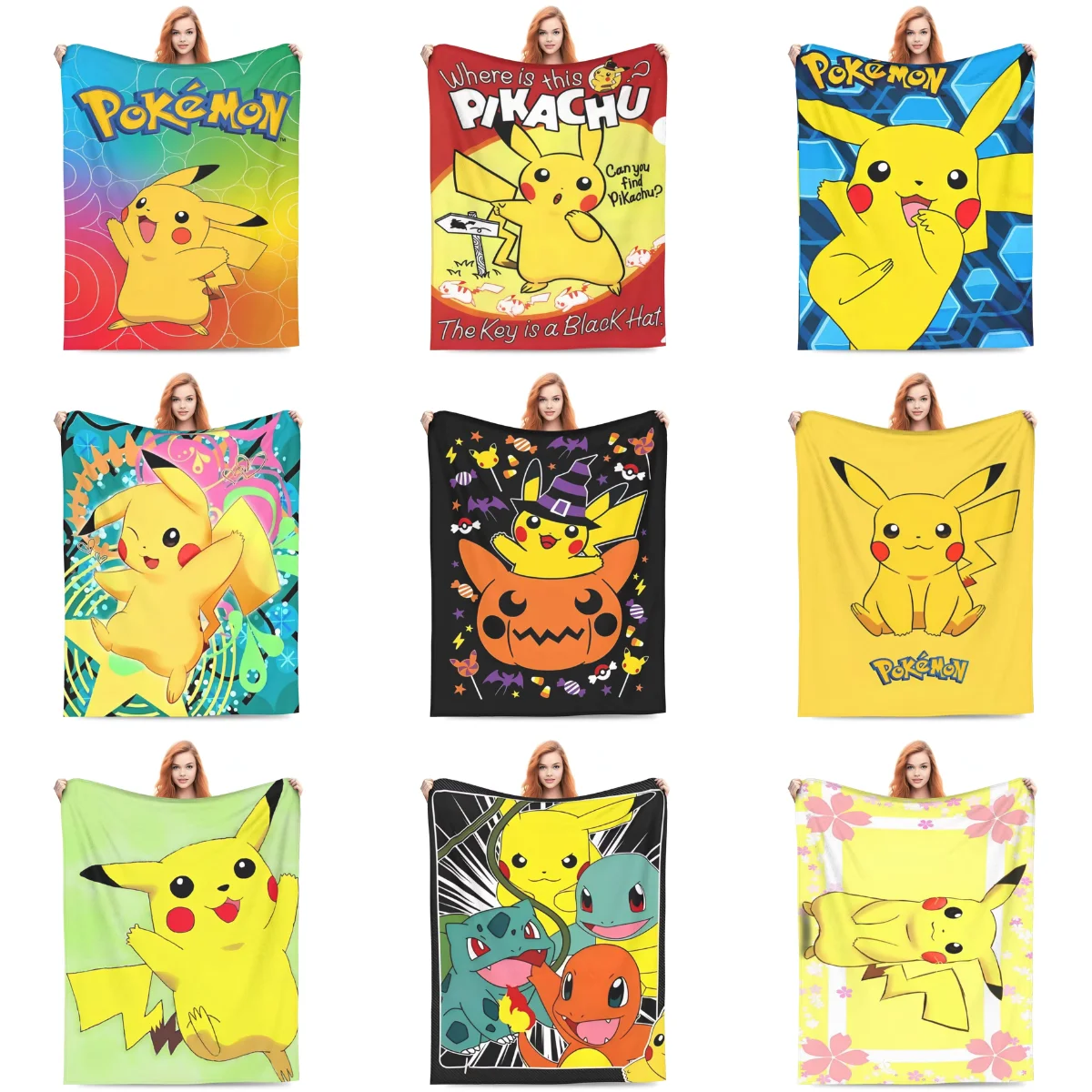 Pikachu Pokemon Miniso Soft Blankets Picnic Office Travel Plush Throw Blanket Funny Couch Chair Flannel Bedspread Sofa Bed Cover