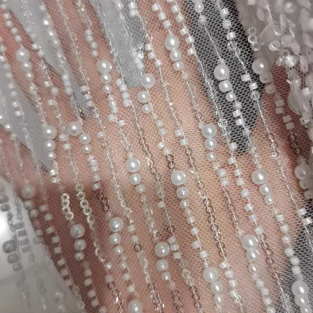 

Полосатая вышивка бисером, вышивка блестками, сетчатая ткань, свадебное платье, сценическое платье, вышивка, ткани для шитья