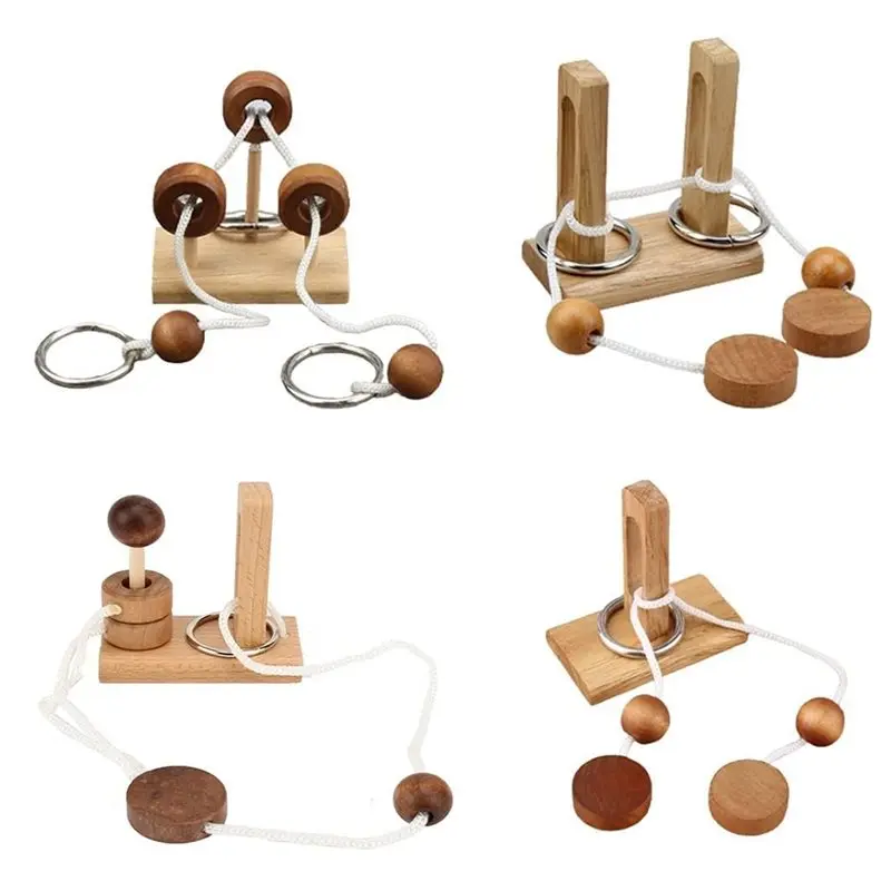 

Деревянная головоломка-пазл с веревочными петлями для взрослых, развивающая логическое мышление