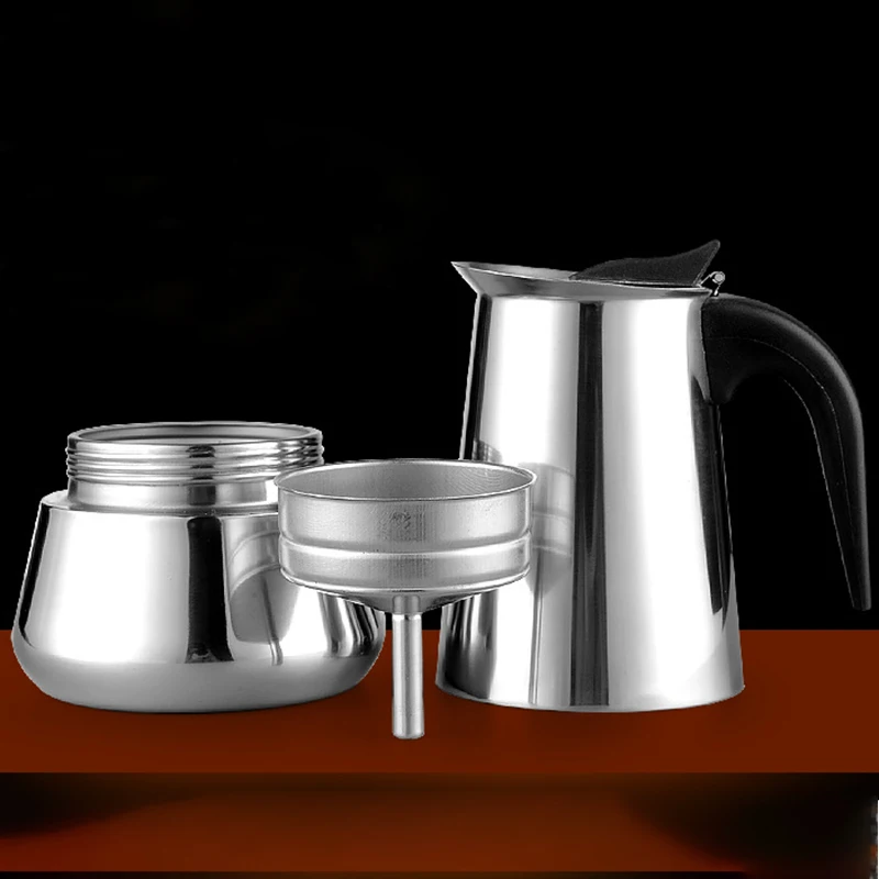 Stainless Steel Espresso Coffee Maker, Moka Pot, Percolator Tool, Stove Top, Italian, 100 ml, 200 ml, 300 ml, 450ml