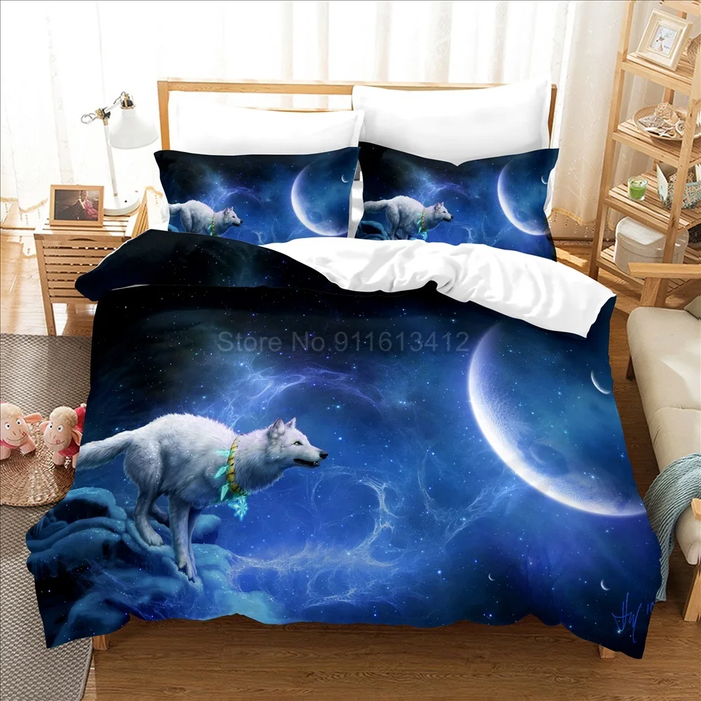 Fashion Wolf Pattern Bedding Sets Animal Duvet Cover Set Queen King Size Quilt Covers With Pillowcase 3PCS