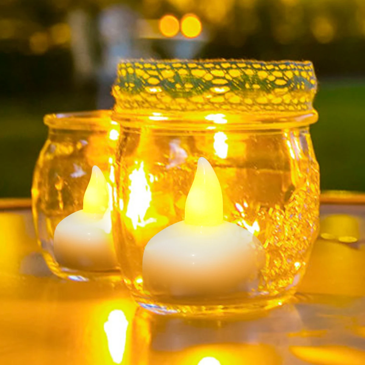 12Pcs LED Candle Light Water-sensing Floating Lamp Flameless Smokeless Flickering Tealight Prop Lamp Battery Candle Light