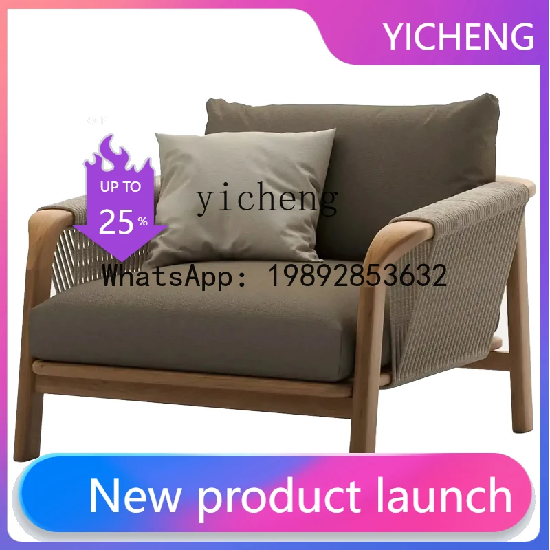 

X4 outdoor rattan leisure sofa chair furniture combination waterproof sun balcony double wooden table and chairs