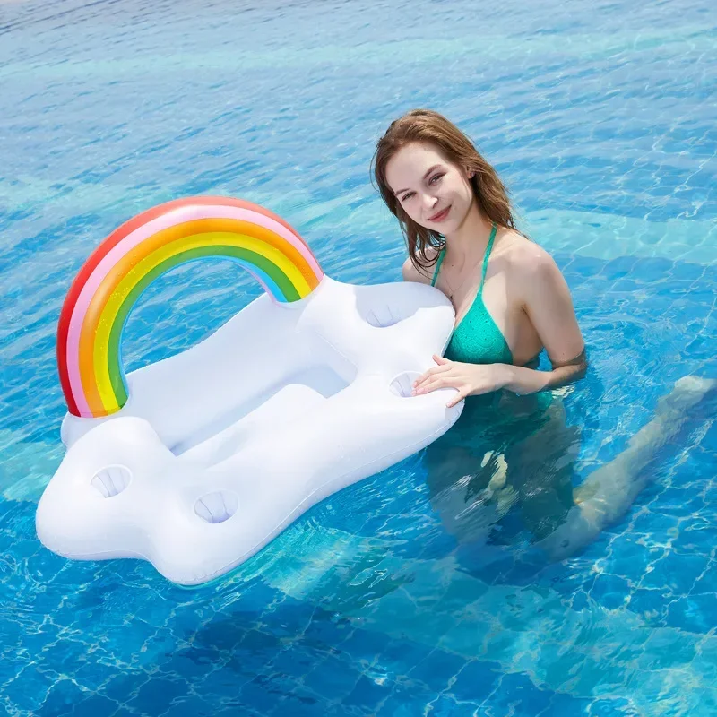 1 pz acqua gonfiabile arcobaleno secchiello per il ghiaccio albero di cocco parasole Ice Bar sottobicchiere vassoio gonfiabili piscina giocattoli piscina gonfiabile